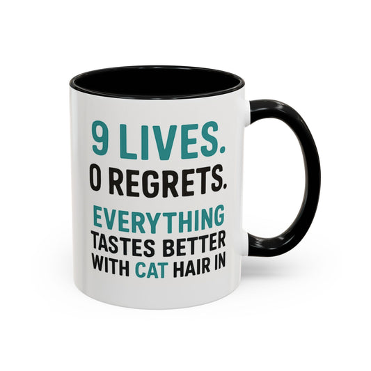 Funny Cat Coffee Mug - 9 Lives, 0 Regrets - Perfect Gift for Cat Lovers
